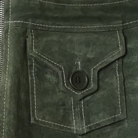 Vintage 90s Y2K Wet Seal Size 5 Olive Green Mini Skirt Suede RARE Punk Full Zip - Picture 5 of 6